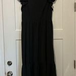 SheIn Black Crewneck Ruffle Sleeve Tiered Ruffle Maxi Dress Women's 10/12 Modest Photo 0