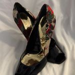 NWOT Jessica Bennett Jkiora Pleated Silk and Crinkle Patent Stiletto Peep Photo 0