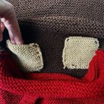 Hand Knit Crossbody Bag Brown Burgundy Boho Slouchy Women’s Purse Festival Photo 3