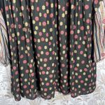 Free People  Boho Peasant Mini‎ Dress Black Floral Stripe Lace-Up V-Neck Size M Photo 10