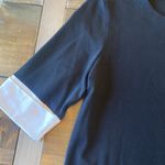 ELI black knit blouse button detail white sleeve size S‎ career professional Photo 3