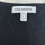 Good American Leopard Deep V Midi Dress Long Sleeve Knit Black Size 1 Small NWT Photo 3