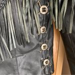 Vintage Pegasus Black Leather Motorcycle Jacket Tassels & Red Roses Medium Photo 5