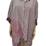 TOV Oversized Button Down Asymmetrical Batwing Sleeve High Low Shirt Blouse 10 Red Photo 0