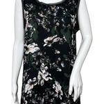 Vera Wang Simply Vera  Shirt‎ Womens Large Black Pink Floral Flowers Dark Casual Photo 0