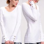 Americanable Women’s Wonderland Longsleeve Top V-Neck Boho in White S Photo 1