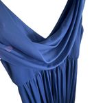 David's Bridal Navy Blue Sleeveless Chiffon Draped Pleated Bride's Maid Dress 8 Photo 3