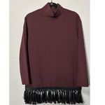 ZARA  Burgundy High Mock Neck Top Ornate Tassel Black Fringe Detail Medium Gothic Photo 5