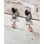 Vintage Clip On Earrings Beaded Dangle Pink Tones Photo 1