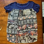 Honey Punch  Stitch Fix Mix Material Knit Top Short Sleeve Navy Paisley Size S Photo 3