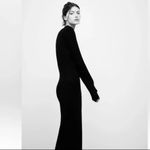 ZARA Cut Out High Neck Long Sleeve Bodycon Maxi Dress in Black Size Small Photo 3