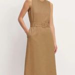 Everlane The Linen Belted Midi Dress 8 Tan Flax Minimalist Quiet Luxury Elegant Photo 5