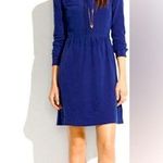 Madewell  Silk Shirt Dress Navy Blue Size 0 Long Sleeve Collared 100% Silk Photo 0