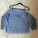 Parker  Cold Shoulder Embroidered Top Blouse Blue Women's M Cotton Photo 1