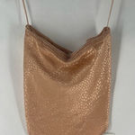 Hedge Your Bet Bandana Top‎ Peach Satin Animal Print Lightweight Smocked Pink Size M Photo 0