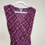 World Market Dress Small Floral Wrap Boho Gypsy Midi V Neck Pink Geometric Photo 2