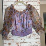 Alice + Olivia  Purple Floral Sheer Blouse Photo 0