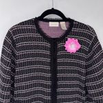 Studio Works Vintage Y2K  Knit Sweater Cardigan Womens M Black Pink Cottagecore Photo 2