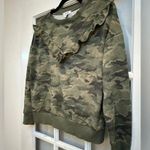 Nine West Camouflage Camo Print Ruffle Pullover Sweater Sweatshirt Size M Medium Photo 5