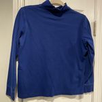 L.L. Bean Size MP Royal Blue Long Sleeve Cotton Relaxed Fit Mock Neck Top Photo 4