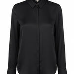H&M H M Black Long Sleeve Collared Button Up Shirt Women Size 4 Photo 0