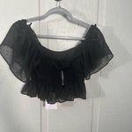 WAYF  Black Flutter Sleeve Crop Top Size XS NWT Photo 5