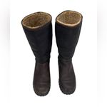 UGG  Women's Brooks Tall Boots Brown Black Leather Shearling Round Toe Size 7 Photo 4