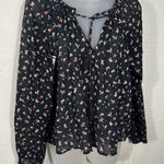 Billabong  Women’s Black Floral Peasant Boho Long Sleeve Top Size Small NWOT Photo 0