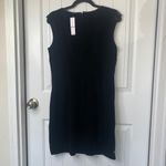 White House | Black Market  black velvet gold embroidered shift dress medium petite Photo 4
