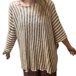 Georgina Estefania LINEN/COTTON LOOSE WEAVE STRIPE asymmetrical ARM top M White Size M Photo 15