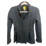 Damask Merino Wool Cardigan Blazer Jacket Black Photo 0