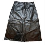 Who What Wear Black Vegan Leather Midi Skirt Lace Peek a Boo SZ 8 Officecore Photo 1