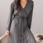 Eileen Fisher  Sleepwear by Garnet Hill Picot-Trim Knit Robe Photo 0