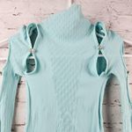 Poster Girl Cassia Dress Soft Turquoise One Size Long Sleeve Cut Out Semi Sheer Photo 2