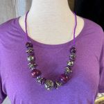 Purple Beaded Necklace With Silver Photo 12
