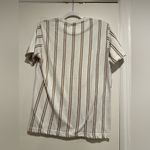 Denim & Flower Denim Flower Ricky Singh Mens Sz: L White & Tan Vertical Striped Crew Neck Tee. Photo 1