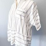 Athleta Women’s Anguilla Linen White Blue Striped Button Up Shirt XS Photo 5