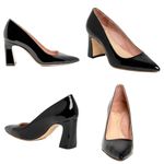 ALLY Shoes Bold Blocks Black Patent Leather Block Heel Pointy Pumps 41.5 9.5 Photo 1