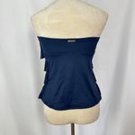 Michael Kors  Ruffled Swim Top Strapless Tiered Navy Blue Swimsuit Cover Up Large Photo 1