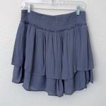 Hollister [] Dusty Blue Smocked Waist Tiered Ruffle High Rise Mini Skort Size XL Photo 0