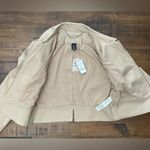 White House | Black Market Womens Sz 4 Cropped Tan Jacket Military Band Zip NWT Photo 4