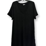 Splendid Womens T Shirt Dress Black V Neck Short Sleeve Cotton Blend XL New Photo 0