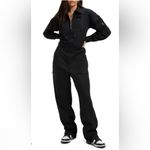 Good American NEW  Cotton Long Sleeve Flight Suit In Black Photo 2