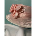 Vintage 1950s Giovanni Pink Percher Hat Floral Trim Silk Bow‎ Cocktail Tilt Hat Photo 5