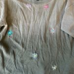 RILEY 1880 Embroidered Floral Thermal Top Green Long Sleeve NWT Size S USA Made Photo 2