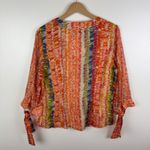 Coldwater Creek 100% Silk Abstract Print Blouse Medium V-Neck Colorful Rainbow Photo 4
