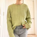 Charter Club Vintage  Green Cable Knit Sweater Photo 0