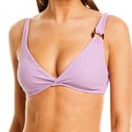 ONIA  Claire Lavender Purple Ring Detail Textured Triangle Bikini Top Photo 0