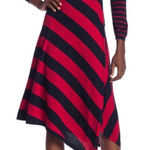 Joie  Ecedra Faux Wrap Stripe Knit Sweater Dress Midnight Blue Cherry Red Small Photo 0