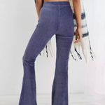 Aerie  Groove-On Rib Velour High-Waisted Flare Pant, Blue, Size Large Short Photo 1
